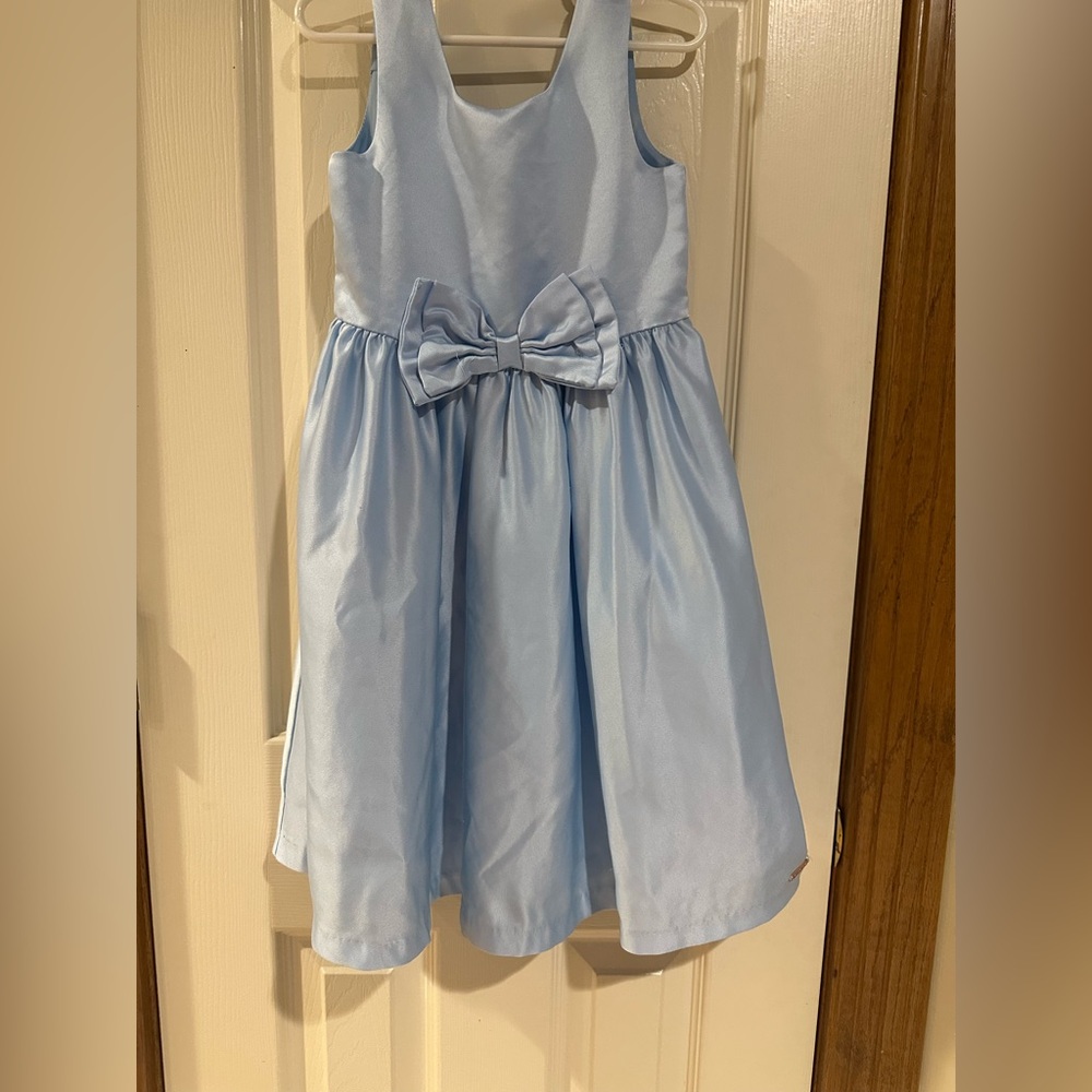 Tahari Light Blue Formal Kids Dress with Bow